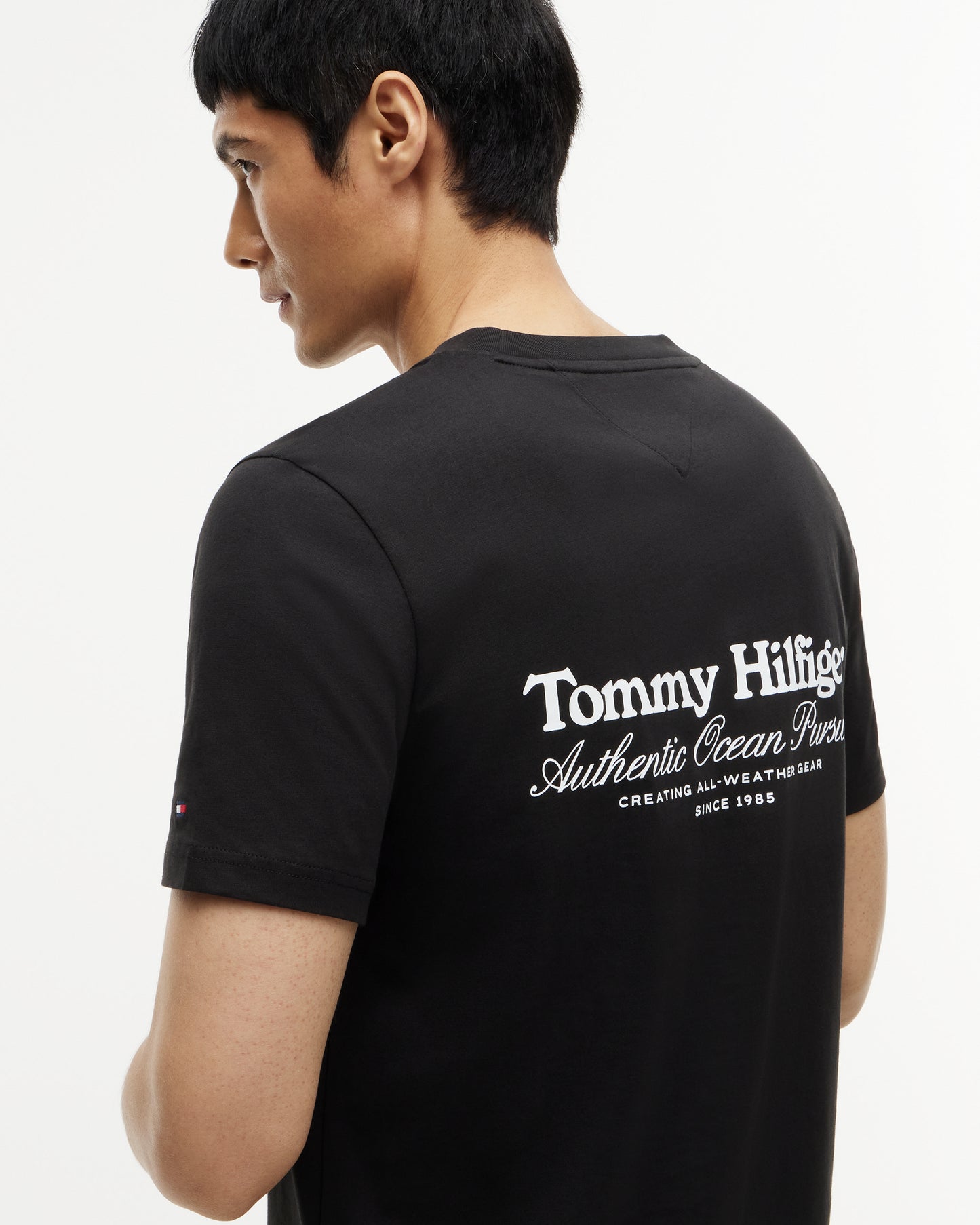 Tommy Hilfiger Nautical Back Graphic Mens T - Shirt - Black | CHO | Designer Mens Graphic T - Shirts