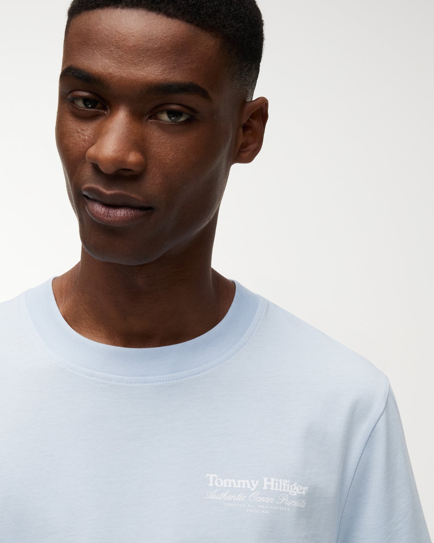Tommy Hilfiger Nautical Back Graphic Mens T - Shirt - Breezy Blue | CHO | Designer Mens Graphic T - Shirts