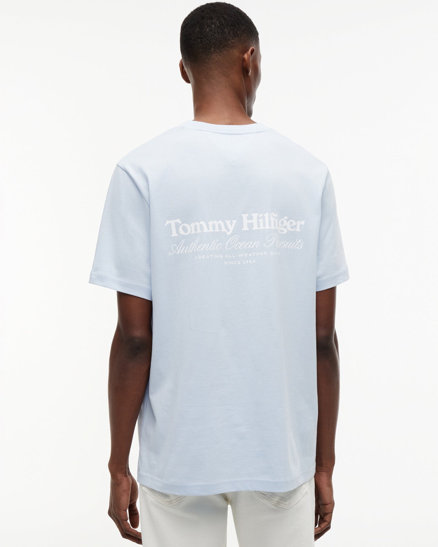 Tommy Hilfiger Nautical Back Graphic Mens T - Shirt - Breezy Blue | CHO | Designer Mens Graphic T - Shirts