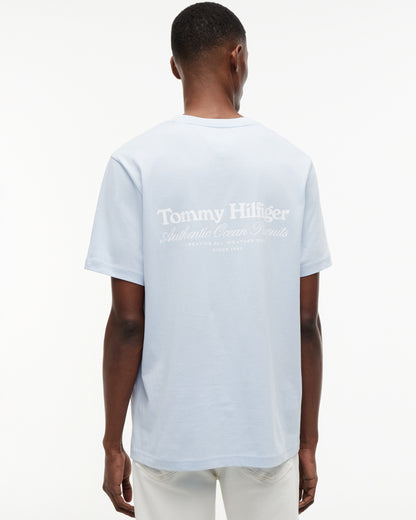 Tommy Hilfiger Nautical Back Graphic Mens T - Shirt - Breezy Blue | CHO | Designer Mens Graphic T - Shirts