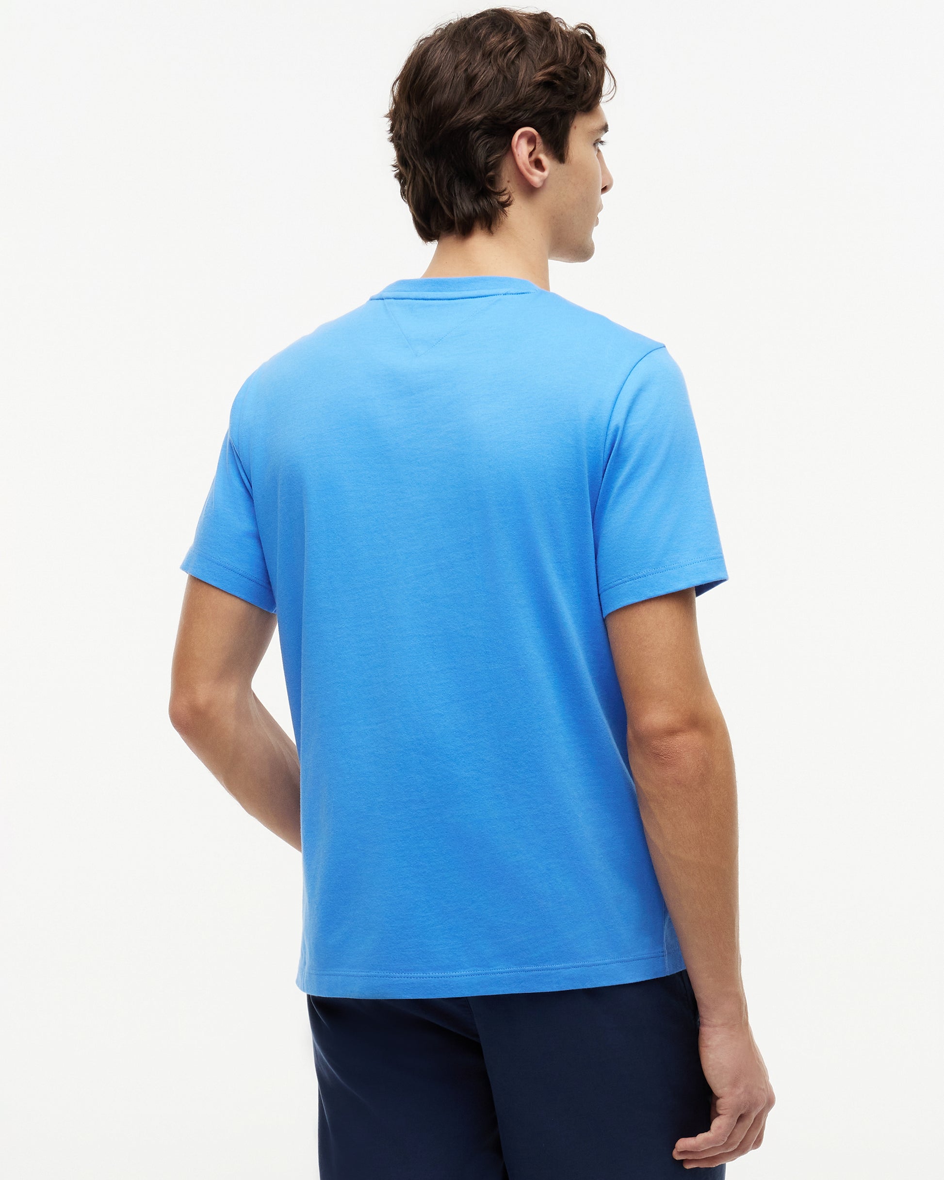 Tommy Hilfiger Essential Seasonal Regular Fit Solid Mens T - Shirt - Blue Spell | CHO | Designer Mens Short Sleeve T - Shirts & Tops