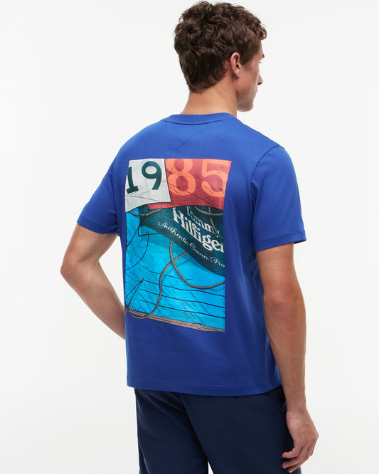 Tommy Hilfiger Nautical Back Photo Mens T-Shirt - Pigment Blue