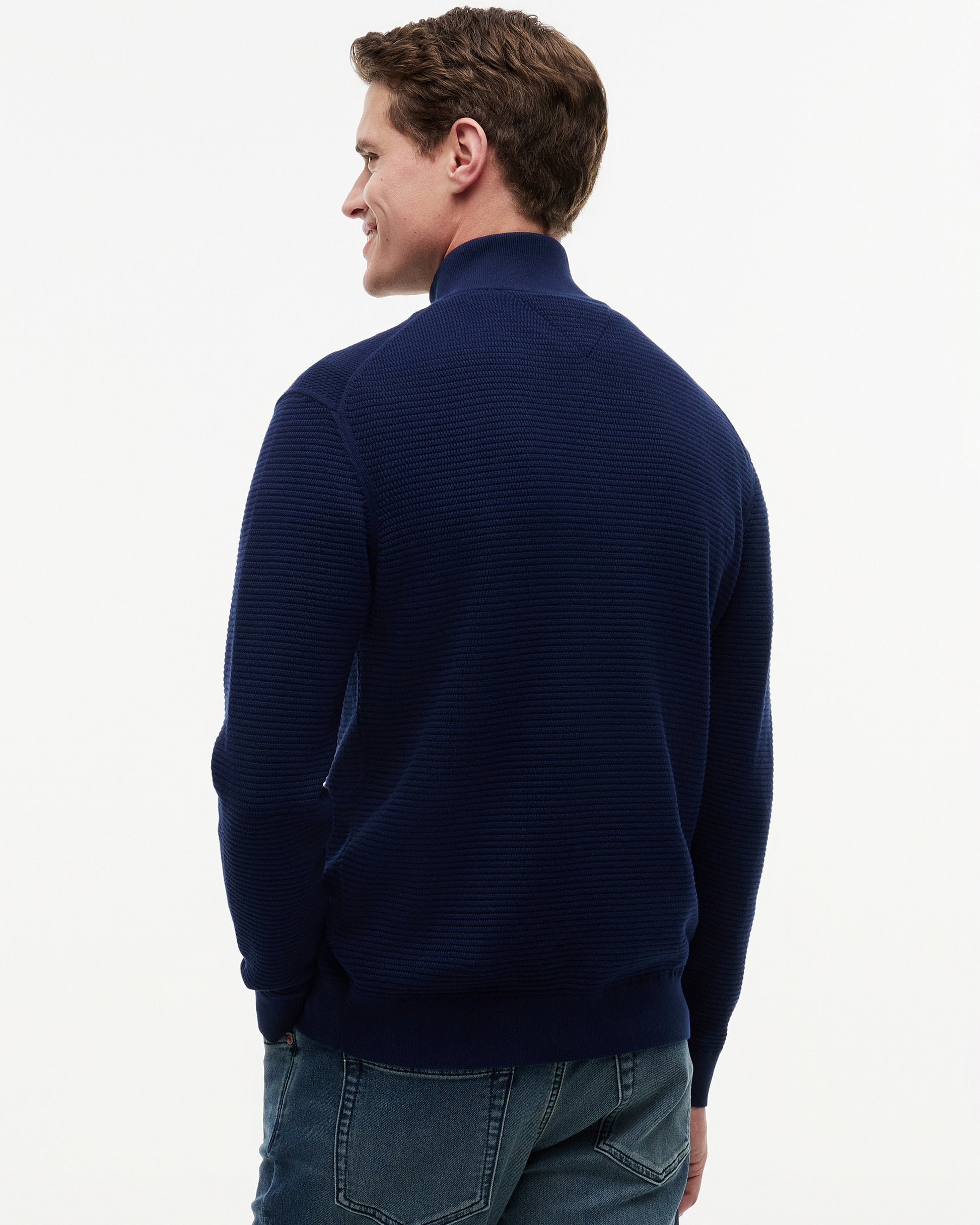Tommy Hilfiger Seasonal Structure 1/4 Zip Mens Mock Neck Sweatshirt - Carbon Navy | CHO | Designer Mens Sweatshirts