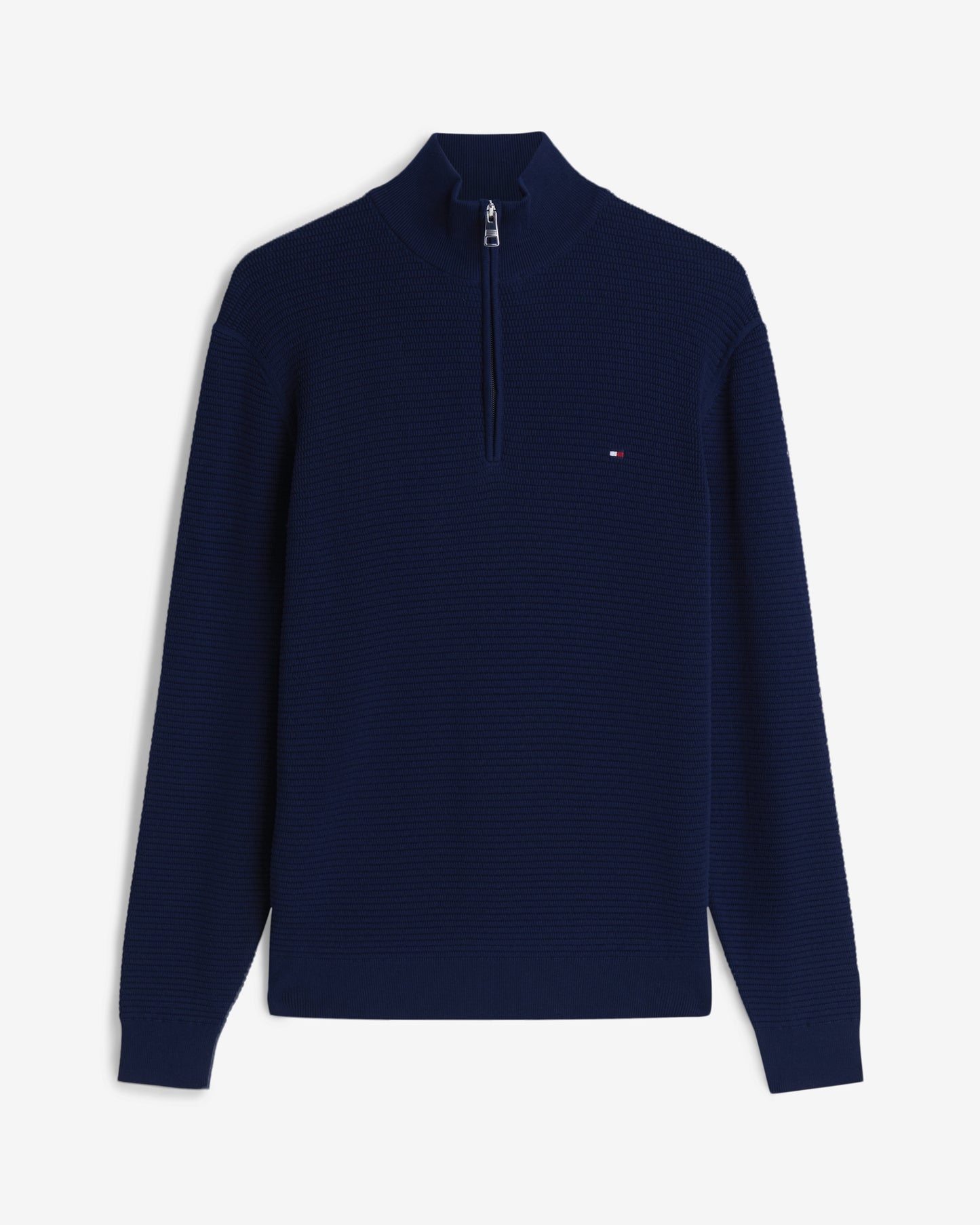 Tommy Hilfiger Seasonal Structure 1/4 Zip Mens Mock Neck Sweatshirt - Carbon Navy | CHO | Designer Mens Sweatshirts