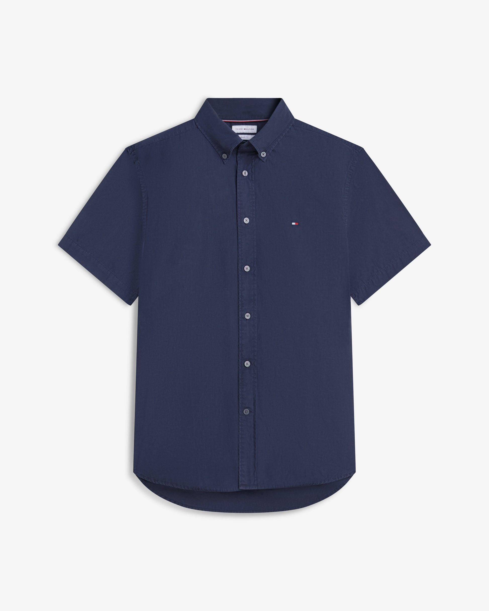 Tommy Hilfiger GMD Poplin Mens Short Sleeve Shirt - Carbon Navy | CHO | Designer Mens Short Sleeve Shirts