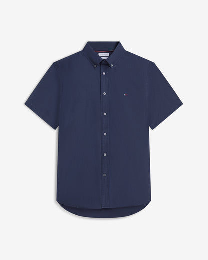 Tommy Hilfiger GMD Poplin Mens Short Sleeve Shirt - Carbon Navy | CHO | Designer Mens Short Sleeve Shirts