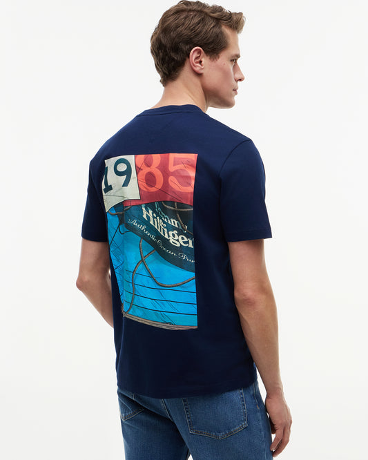 Tommy Hilfiger Nautical Back Photo Mens T-Shirt - Carbon Navy