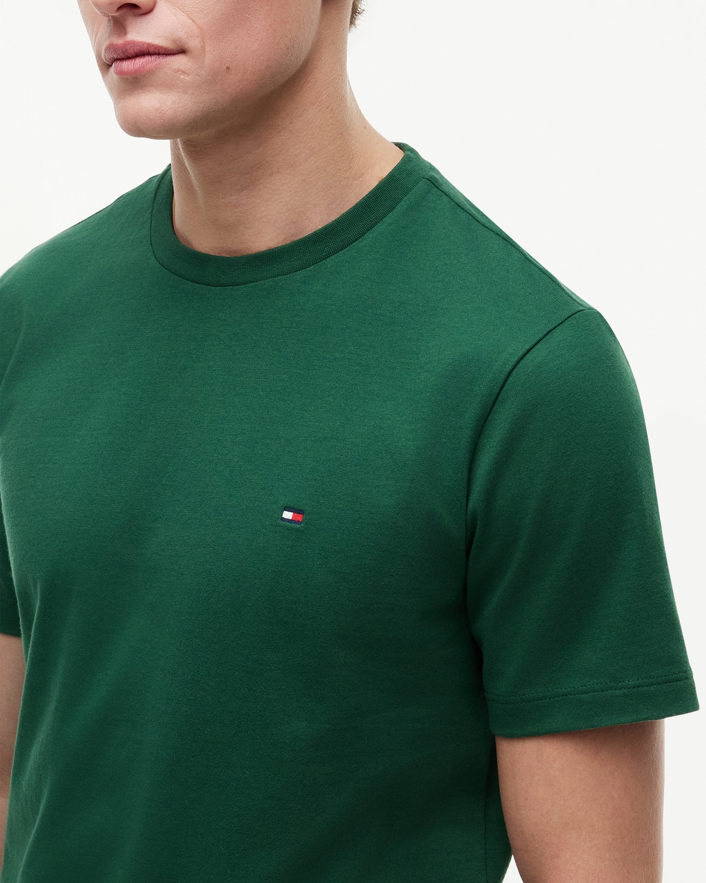 Tommy Hilfiger Essential Seasonal Regular Fit Solid Mens T - Shirt - Street Green | CHO | Designer Mens Short Sleeve T - Shirts & Tops