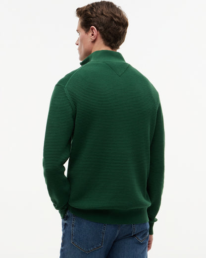 Tommy Hilfiger Seasonal Structure 1/4 Zip Mens Mock Neck Sweatshirt - Street Green | CHO | Designer Mens Sweatshirts