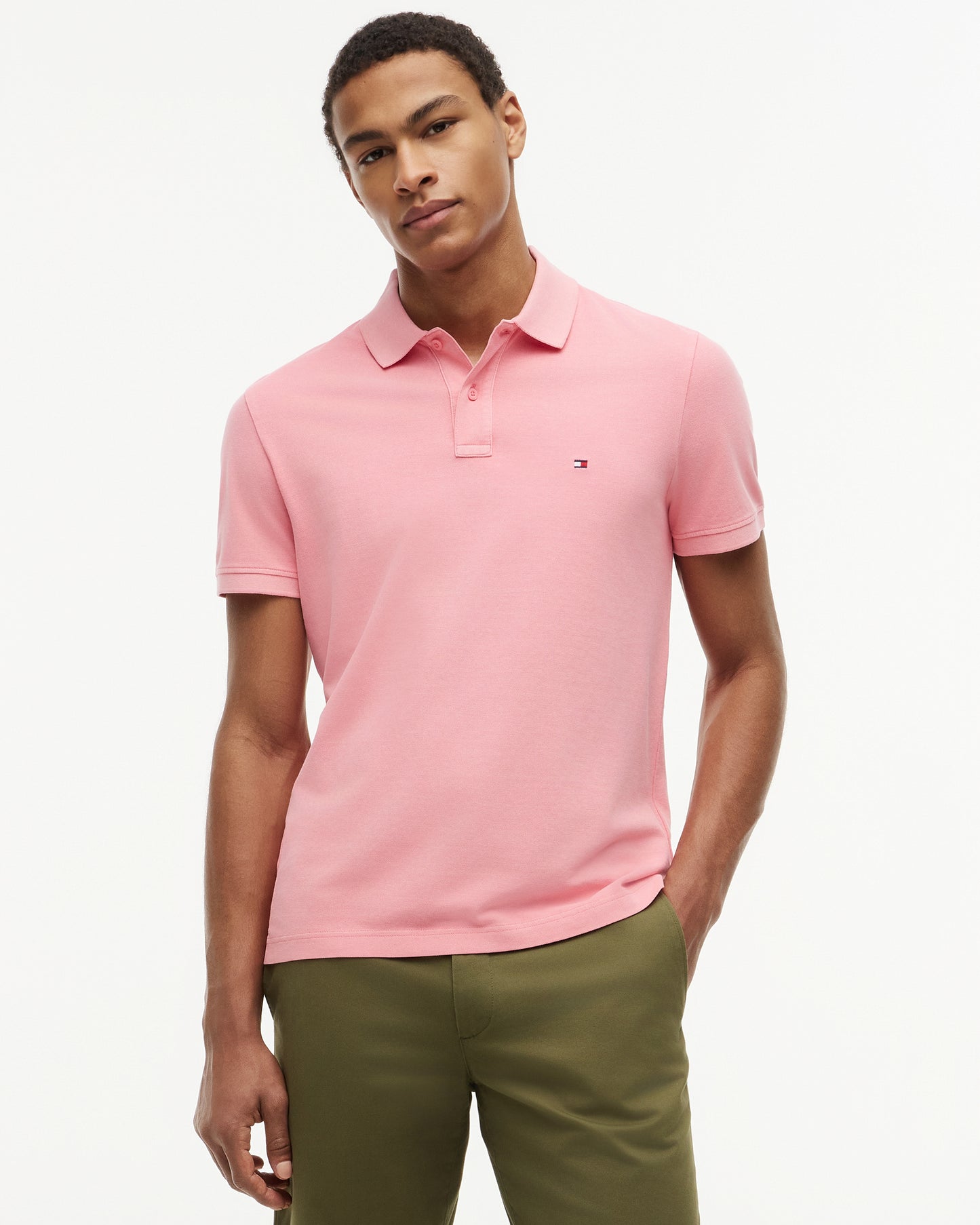 Tommy Hilfiger Garment Dyed Regular Fit Mens Polo - Doll Pink | CHO | Designer Mens Short Sleeve Polo Shirts