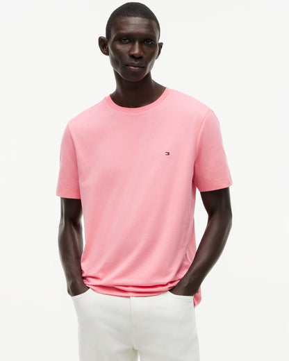 Tommy Hilfiger Essential Seasonal Regular Fit Solid Mens T - Shirt - Doll Pink | CHO | Designer Mens Short Sleeve T - Shirts & Tops