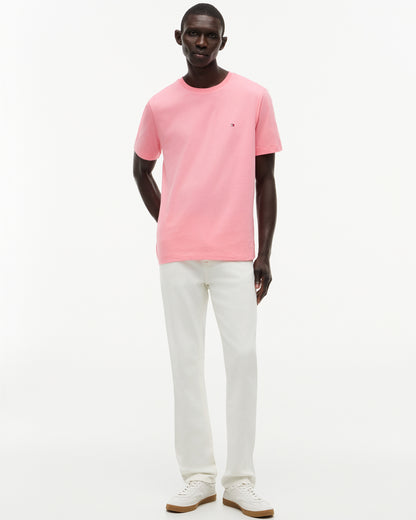 Tommy Hilfiger Essential Seasonal Regular Fit Solid Mens T - Shirt - Doll Pink | CHO | Designer Mens Short Sleeve T - Shirts & Tops