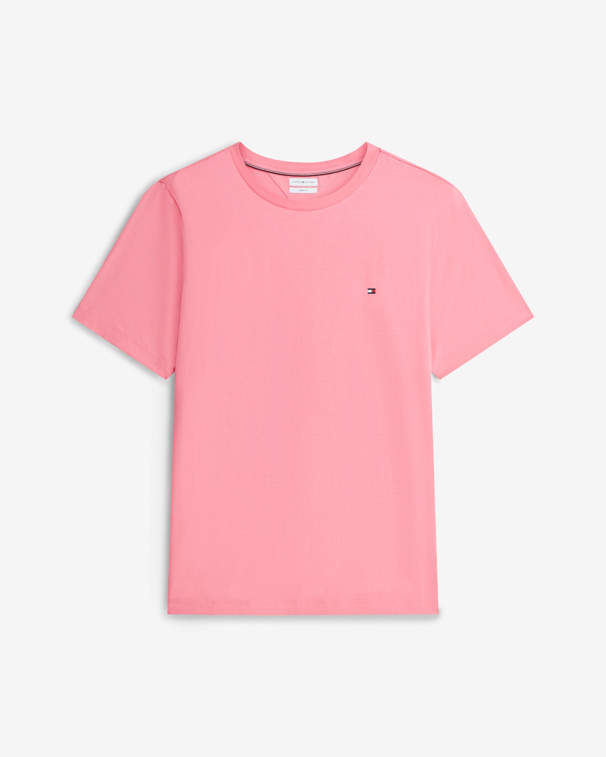 Tommy Hilfiger Essential Seasonal Regular Fit Solid Mens T - Shirt - Doll Pink | CHO | Designer Mens Short Sleeve T - Shirts & Tops