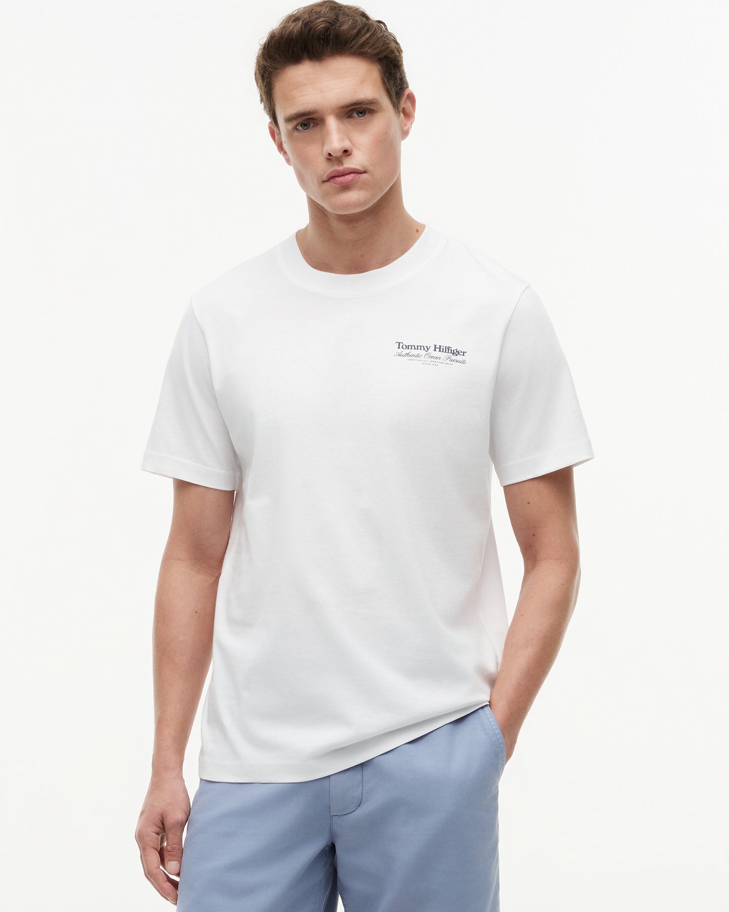 Tommy Hilfiger Nautical Back Graphic Mens T - Shirt - White | CHO | Designer Mens Graphic T - Shirts