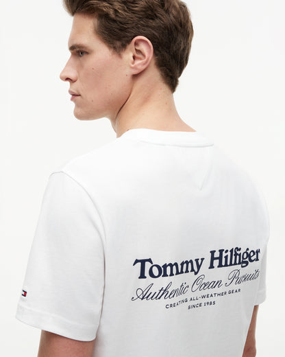 Tommy Hilfiger Nautical Back Graphic Mens T - Shirt - White | CHO | Designer Mens Graphic T - Shirts