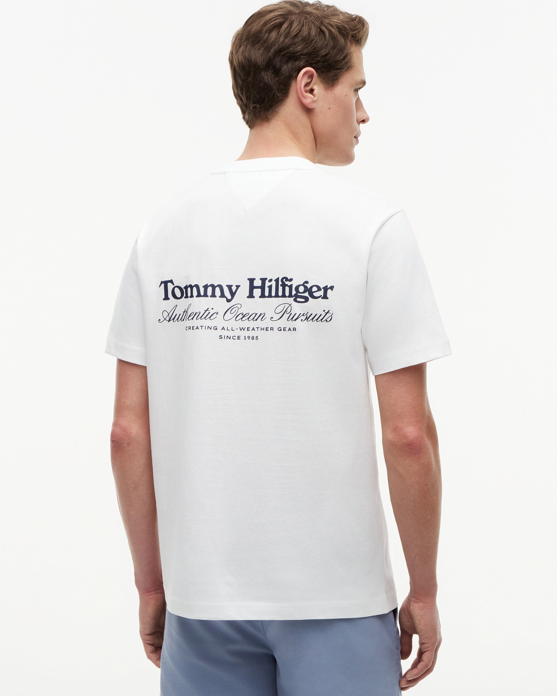 Tommy Hilfiger Nautical Back Graphic Mens T - Shirt - White | CHO | Designer Mens Graphic T - Shirts