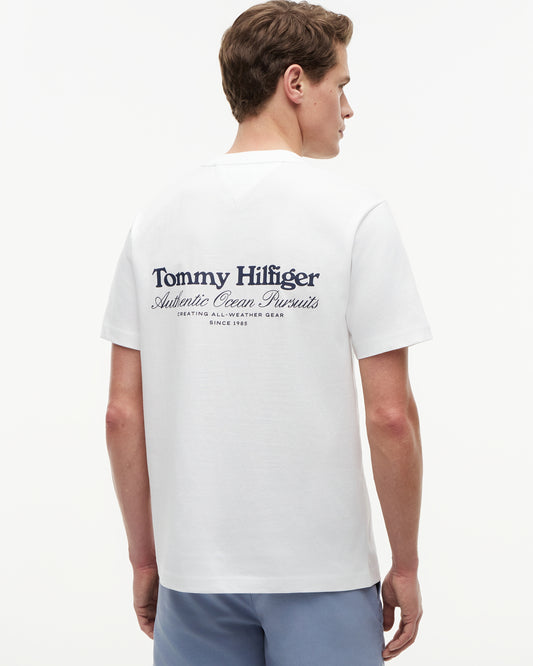 Tommy Hilfiger Nautical Back Graphic Mens T-Shirt - White