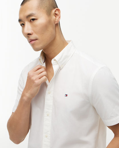 Tommy Hilfiger GMD Poplin Mens Short Sleeve Shirt - White | CHO | Designer Mens Short Sleeve Shirts