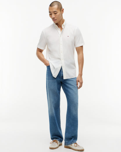 Tommy Hilfiger GMD Poplin Mens Short Sleeve Shirt - White | CHO | Designer Mens Short Sleeve Shirts