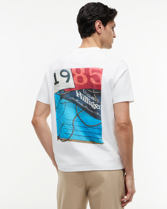 Tommy Hilfiger Nautical Back Photo Mens T-Shirt - White