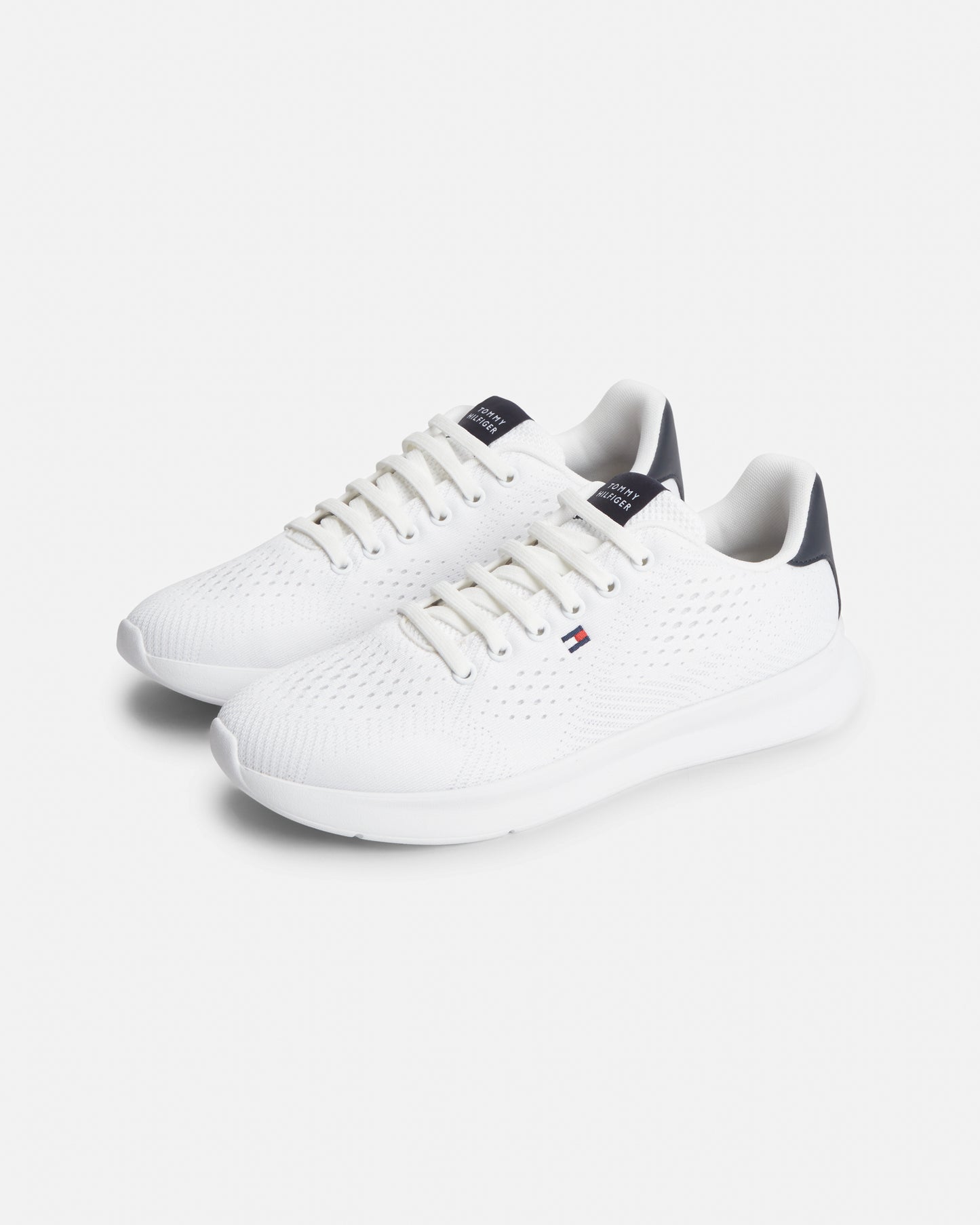 Tommy Hilfiger Lightweight Mens Knit Trainers - White | CHO | Designer Mens Trainers