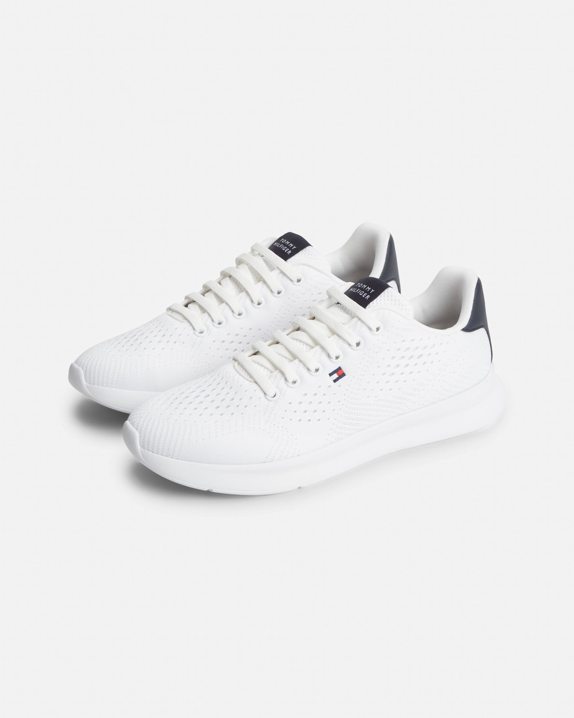 Tommy Hilfiger Lightweight Mens Knit Trainers - White | CHO | Designer Mens Trainers