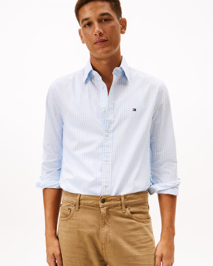 Tommy Hilfiger Flex Poplin Big Gingham Mens Shirt - Sweet Blue/Check