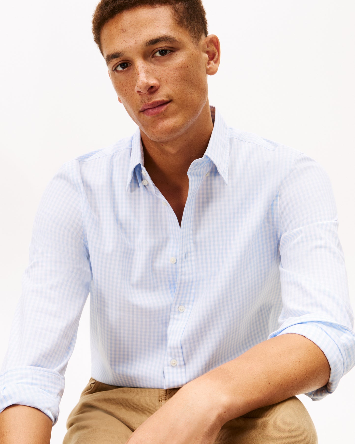 Tommy Hilfiger Flex Poplin Big Gingham Mens Shirt - Sweet Blue/Check