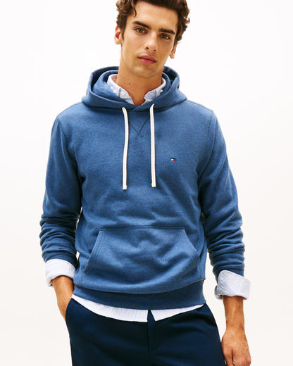 Tommy Hilfiger Essential Flag Embroidery Mens Fleece Hoodie - Aegean Sea Heather