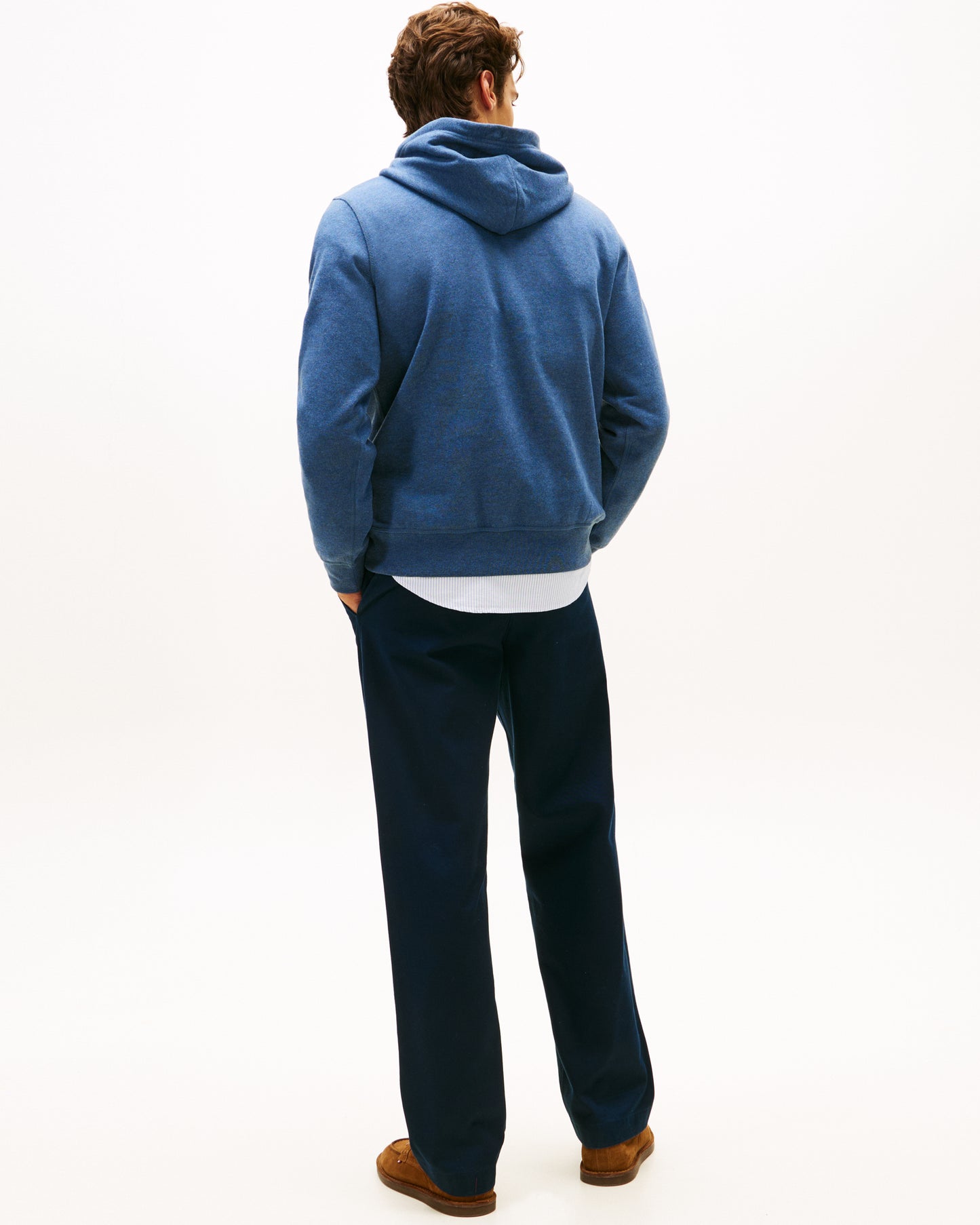 Tommy Hilfiger Essential Flag Embroidery Mens Fleece Hoodie - Aegean Sea Heather