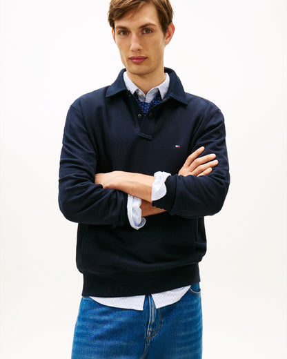 Tommy Hilfiger Essential Terry Mens Polo Snap Sweatshirt - Desert Sky