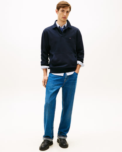 Tommy Hilfiger Essential Terry Mens Polo Snap Sweatshirt - Desert Sky