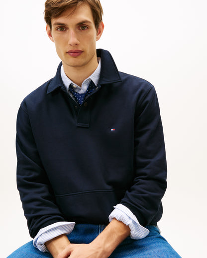 Tommy Hilfiger Essential Terry Mens Polo Snap Sweatshirt - Desert Sky