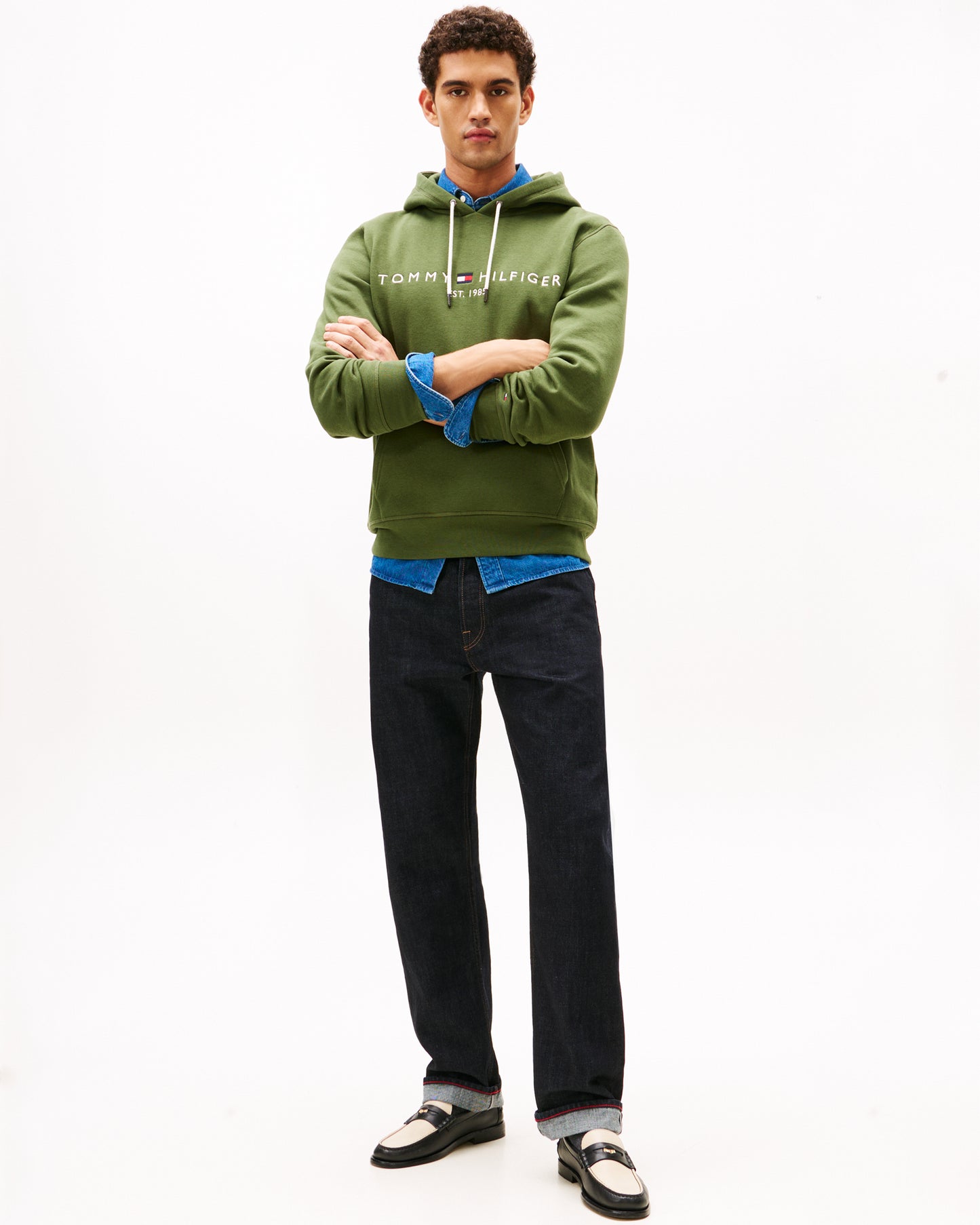 Tommy Hilfiger Tommy Logo Flex Fleece Hoodie - Mountain Pine