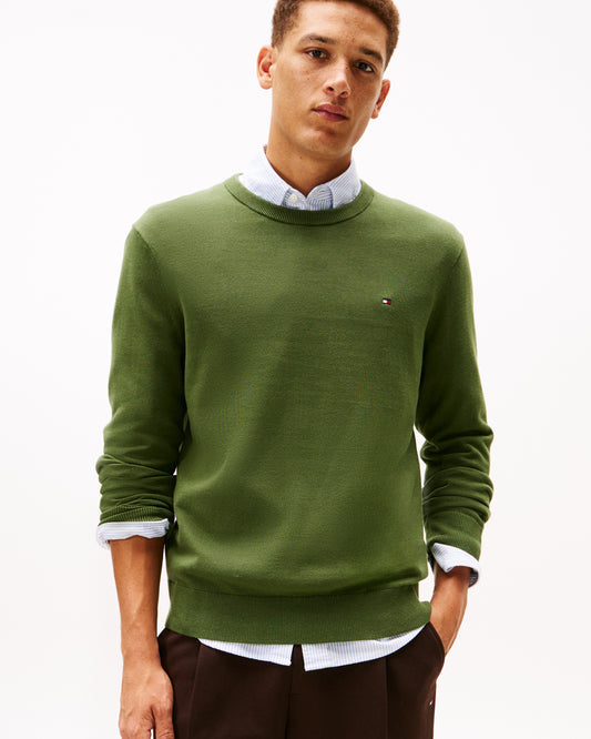 Tommy Hilfiger Essential Cotton Crew Neck Mens Sweatshirt - Mountain Pine