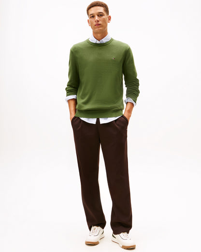 Tommy Hilfiger Essential Cotton Crew Neck Mens Sweatshirt - Mountain Pine