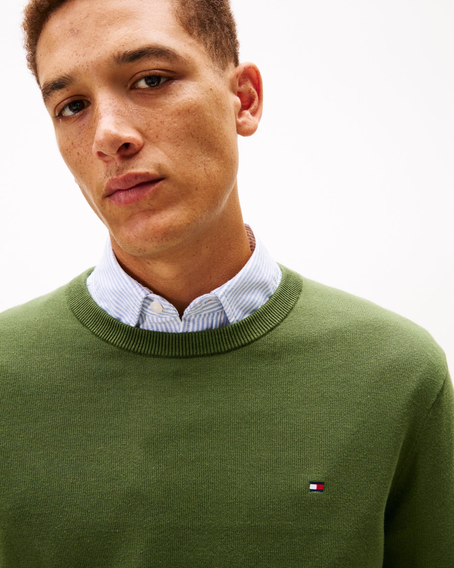 Tommy Hilfiger Essential Cotton Crew Neck Mens Sweatshirt - Mountain Pine