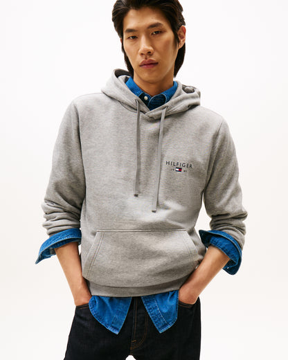 Tommy Hilfiger Brand Love Mens Small Hilfiger Logo Hoodie - Medium Grey Heather