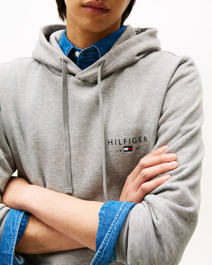 Tommy Hilfiger Brand Love Mens Small Hilfiger Logo Hoodie - Medium Grey Heather