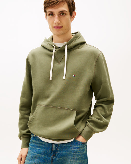 Tommy Hilfiger Essential Flag Embroidery Mens Fleece Hoodie - Battle Green