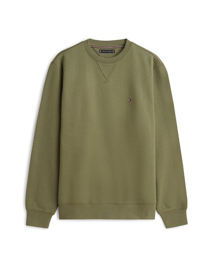 Tommy Hilfiger Essential Flag Embroidery Mens Fleece Crew Sweatshirt - Battle Green
