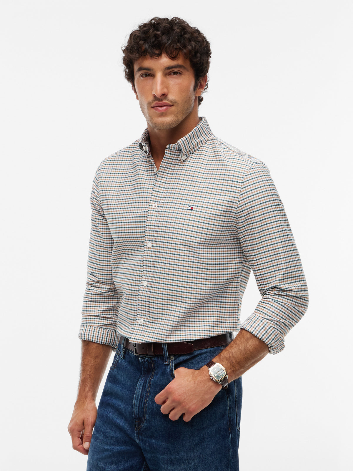 Tommy Hilfiger Heritage Oxford Gingham Mens Regular Fit Shirt - Tawny/Check | CHO | Designer Mens Shirts