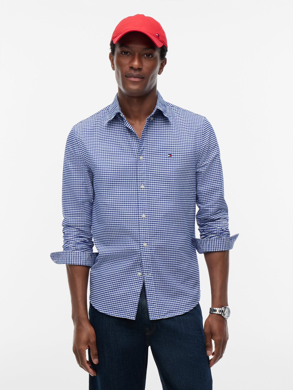 Tommy Hilfiger Heritage Oxford Gingham Mens Regular Fit Shirt - Royal Blue/Check
