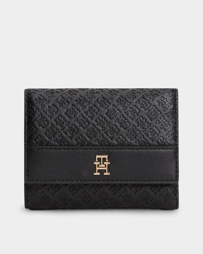 Tommy Hilfiger TH Eternity Trifold Monogram Womens Purse - Black | CHO | Designer Womens Purses