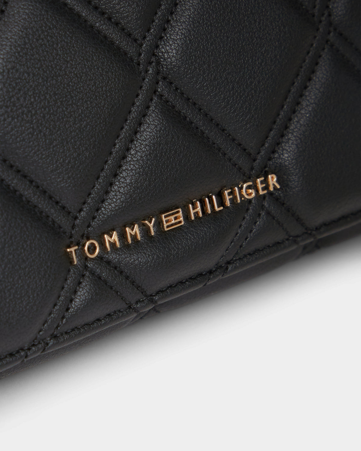 Tommy Hilfiger Quilted Womens Chain Wallet - Black | CHO | Designer Womens Purses
