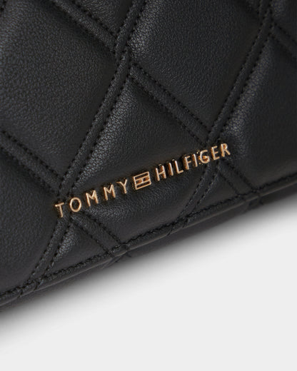 Tommy Hilfiger Quilted Womens Chain Wallet - Black | CHO | Designer Womens Purses