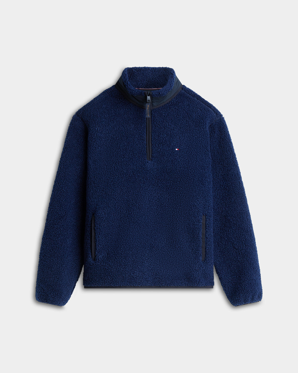 Tommy Hilfiger Sherpa Mens Quarter - Zip Fleece - Carbon Navy | CHO | Designer Mens Fleeces