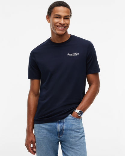 Tommy Hilfiger Brand Love Small Script Mens T - Shirt - Navy Blue | CHO | Designer Mens Logo T - Shirts