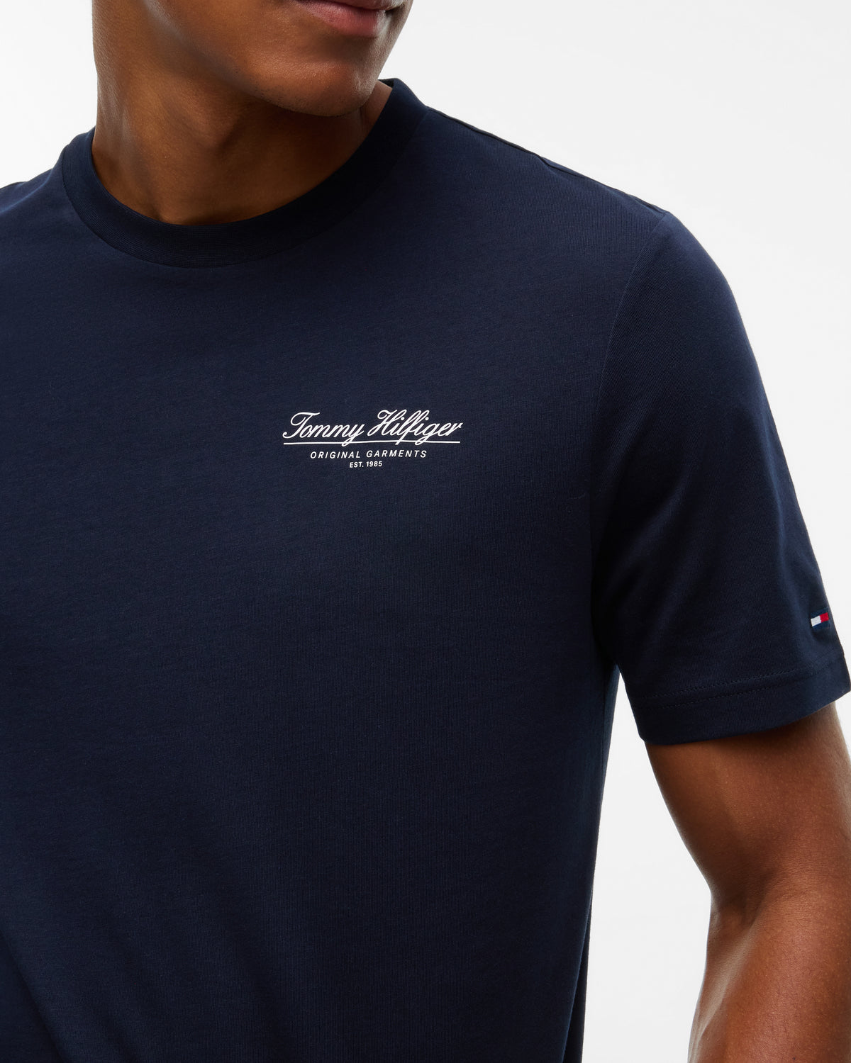 Tommy Hilfiger Brand Love Small Script Mens T - Shirt - Navy Blue | CHO | Designer Mens Logo T - Shirts