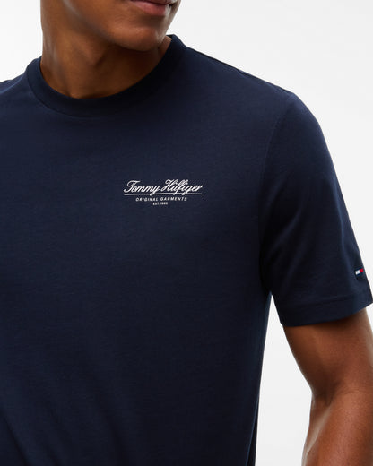 Tommy Hilfiger Brand Love Small Script Mens T - Shirt - Navy Blue | CHO | Designer Mens Logo T - Shirts